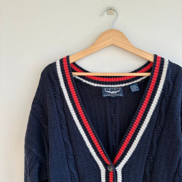 Vintage Best American Clothing Co. Cable-Knit Button Front Cardigan Blue M - Picture 3 of 7